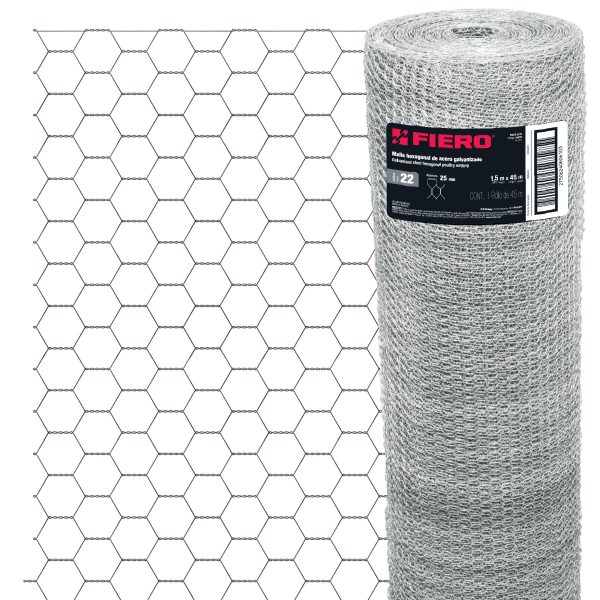 44658 - Rollo malla hexagonal cal.22, 1.5x 45m, abertura 25mm, 20kg