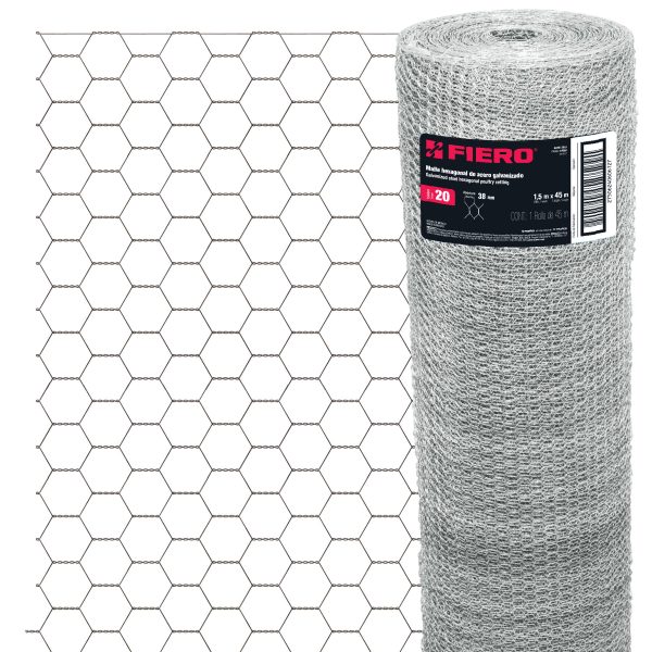 44660 - Rollo malla hexagonal cal.20, 1.5x 45m, abertura 38mm, 19kg