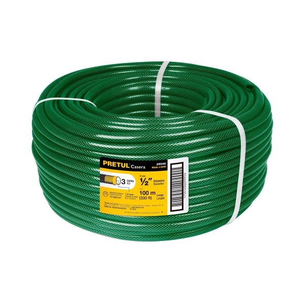 25046 - Metro de manguera 1/2' 3 capas en rollo de 100 m, Pretul
