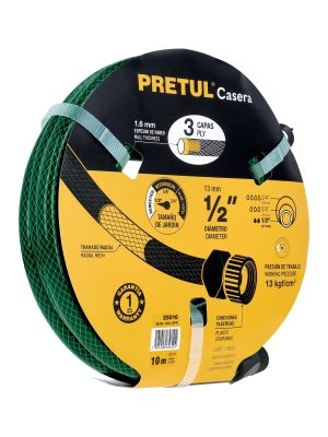 25016 - Manguera 1/2' reforzada 3 capas 10m conexiones plást, Pretul
