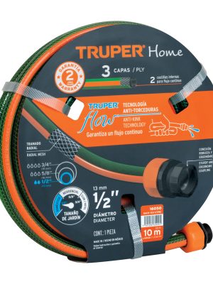 16050 - Manguera 1/2'reforzada 3 capas 10 m conexiones plásticas