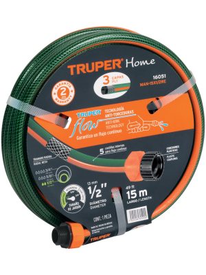16051 - Manguera 1/2'reforzada 3 capas 15 m conexiones plásticas