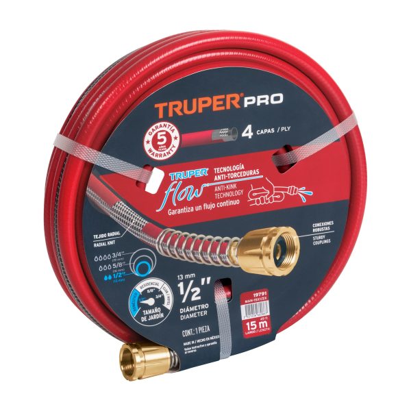 19791 - Manguera 1/2' super reforzada 4 capas 15 m conexiones metal