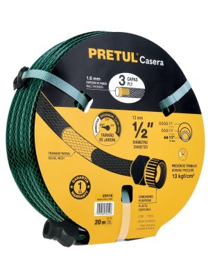 25018 - Manguera 1/2' reforzada 3 capas 20m conexiones plást, Pretul