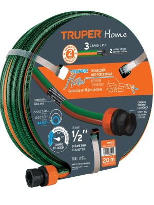 16052 - Manguera 1/2'reforzada 3 capas 20 m conexiones plásticas
