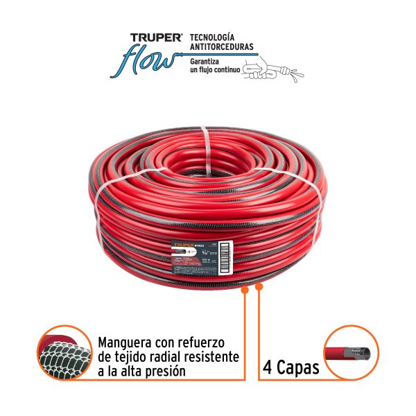 11127 - Metro de manguera 3/4' 4 capas en rollo de 100 m, Truper