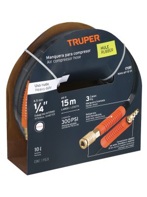 17081 - Manguera para compresor, de hule, 15m x 1/4', Truper