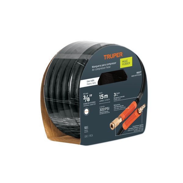 19017 - Manguera para compresor, de hule, 15m x 3/8', Truper