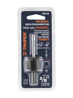 18144 - Mandril para brocasierra diamante sin rosca 3/8', Truper