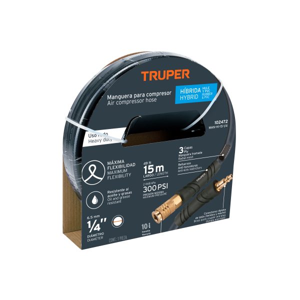 102472 - Manguera para compresor, híbrida, 15m x 1/4', Truper