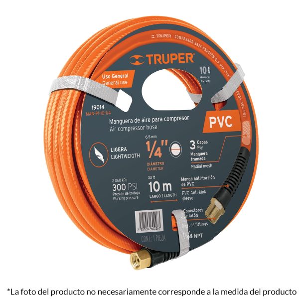 10893 - Manguera para compresor, de PVC, 10m x 3/8', Truper