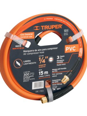 19015 - Manguera para compresor, de PVC, 15m x 1/4', Truper