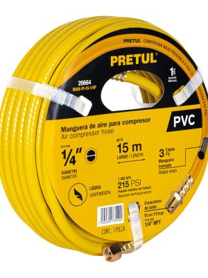 20664 - Manguera para compresor, de PVC, 15m x 1/4', Pretul