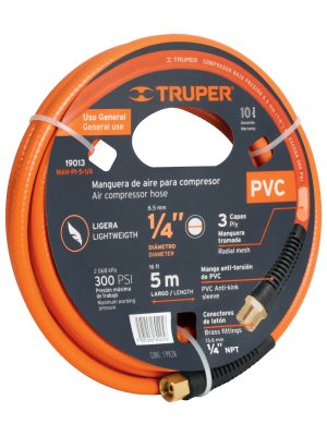 19013 - Manguera para compresor, de PVC, 5m x 1/4', Truper