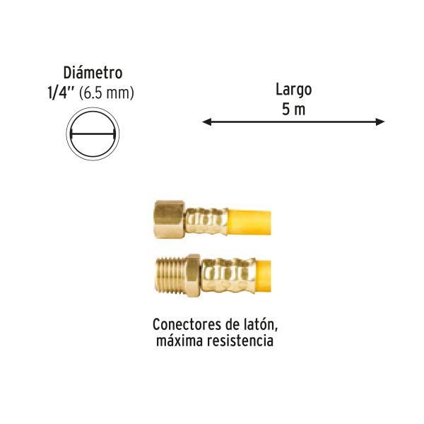 20662 - Manguera para compresor, de PVC, 5m x 1/4', Pretul