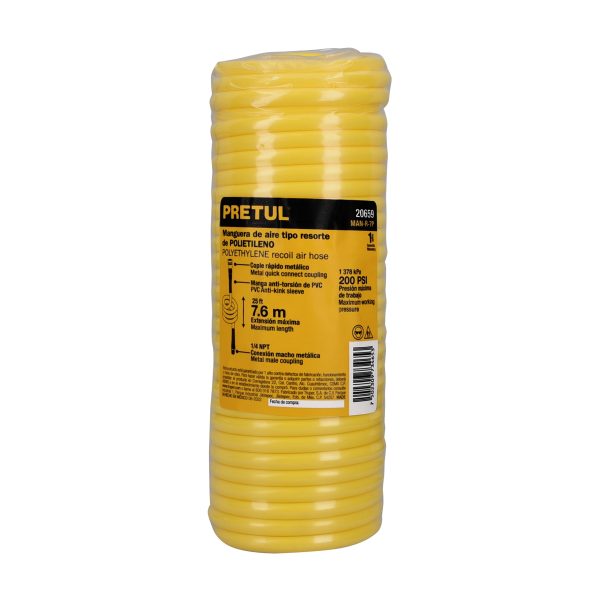 20659 - Manguera para compresor, tipo resorte, 7.6m x 1/4', Pretul