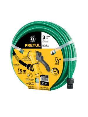 25019 - Combo manguera MAN-15X1/2P y pistola de riego PIM-4P, PRETUL