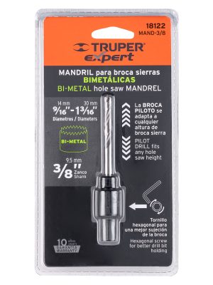 18122 - Mandril zanco 3/8' para brocasierras bimetálicas, Expert