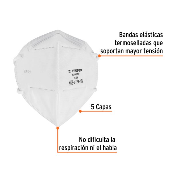 14427 - Respirador plegable N95, para polvos y partículas, Truper