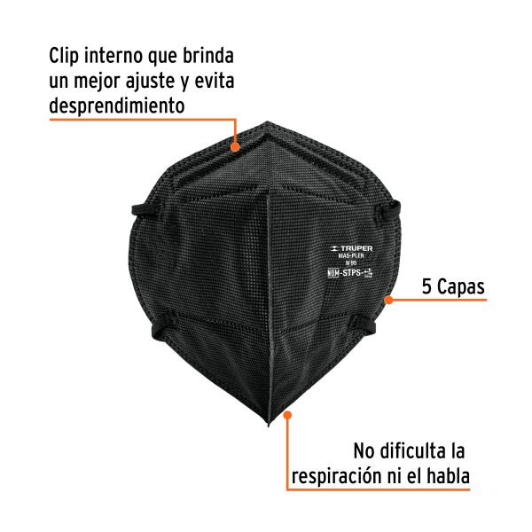 102327 - Respirador plegable N95 negro para polvos y partículas