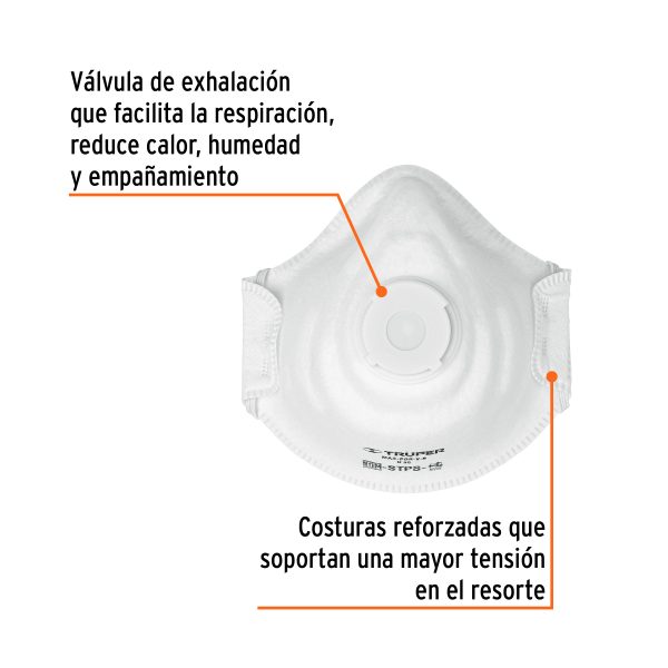 19757 - Respirador N95 con válvula para polvos y partículas, Truper