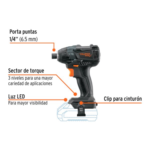 101406 - Destornillador de impacto, 20V, sin accesorios, MAX