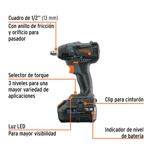101403 - Llave de impacto 1/2', 20V, 155 lb/ft, 1 batería 4Ah, MAX