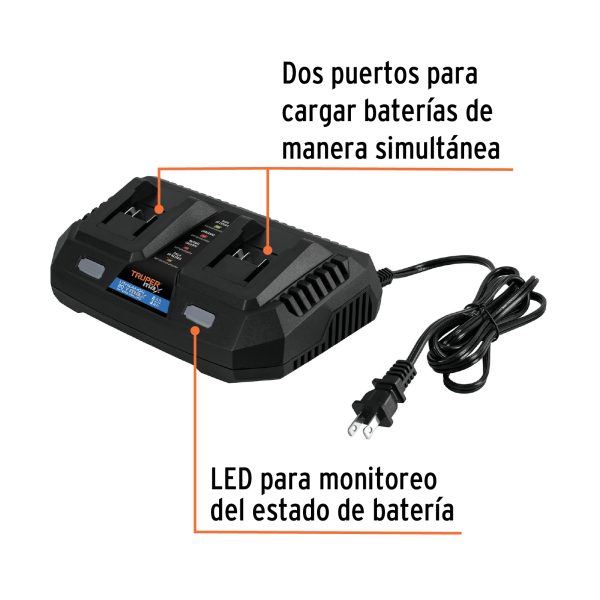 102492 - Cargador dual de baterías de ion litio 20V, TRUPER MAX