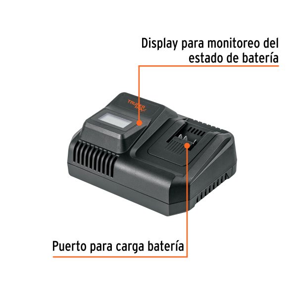 104018 - Cargador rápido de baterías de ion litio 20V, TRUPER MAX