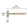 22659 - Martillo pulido de bola 24 oz mango madera, Pretul