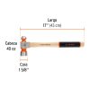 16905 - Martillo pulido de bola 40 oz mango hickory, Truper Grip