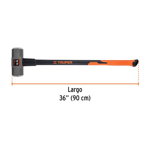 16546 - Marro octagonal 16 lb, mango fibra de vidrio 36', Truper