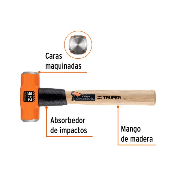 17045 - Marro octagonal 2.5 lb, mango de madera 12', Truper