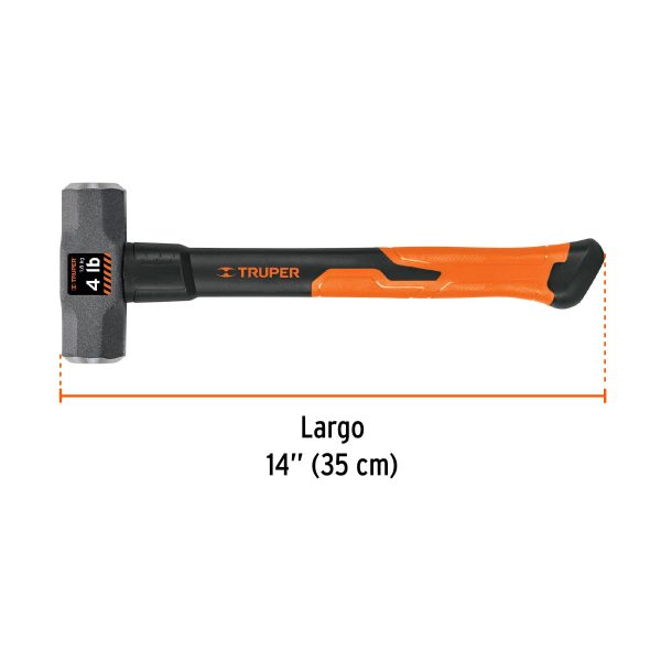 16536 - Marro octagonal 4 lb, mango de fibra de vidrio 14', Truper