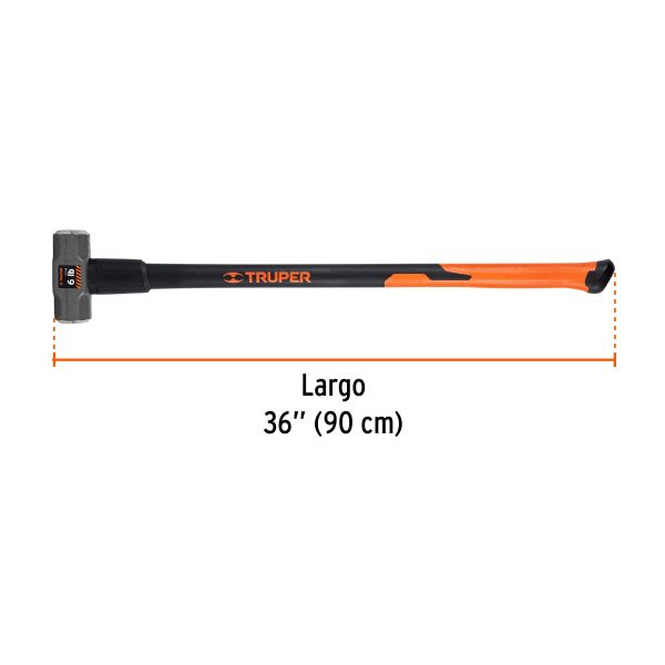 19884 - Marro octagonal 6 lb, mango fibra de vidrio 36', Truper