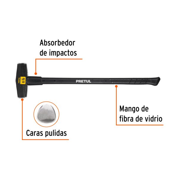 22203 - Marro tipo Nevada 6 lbs. mango 36', Pretul
