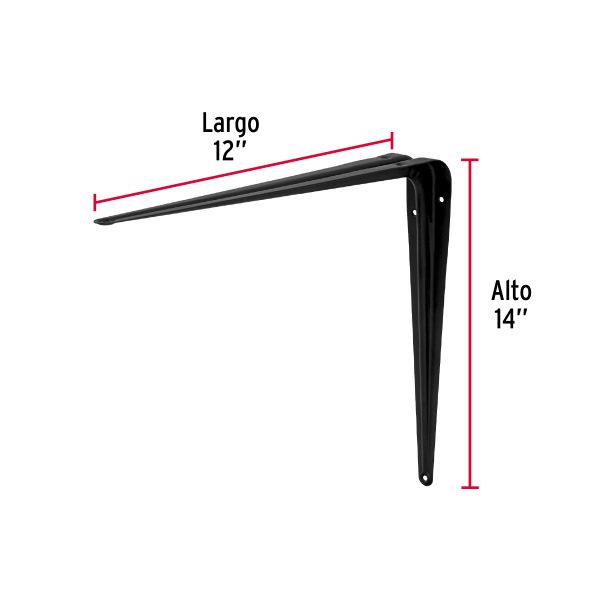 44455 - Ménsula de acero negra 12 x 14', Fiero