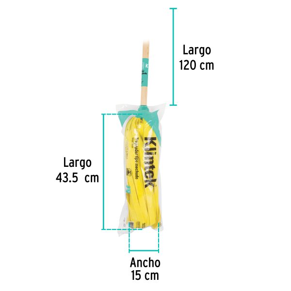 57075 - Trapeador de microfibra lisa, bastón de 120 cm, KLINTEK