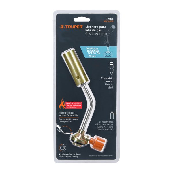 11986 - Mechero para lata de gas con válvula roscada, TRUPER