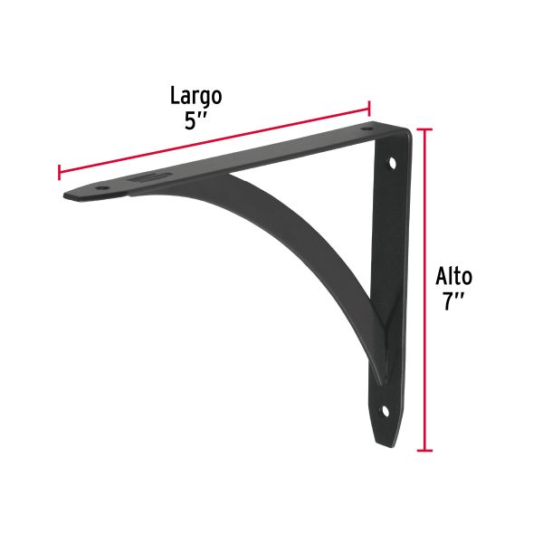 47698 - Ménsula reforzada negra 5 x 7' diseño barra, Fiero