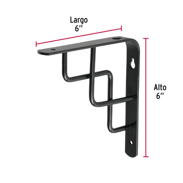 47702 - Ménsula reforzada negra 6 x 6' diseño escalera, Fiero
