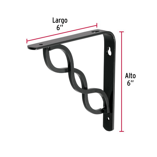 47700 - Ménsula reforzada negra 6 x 6' diseño trenza, Fiero