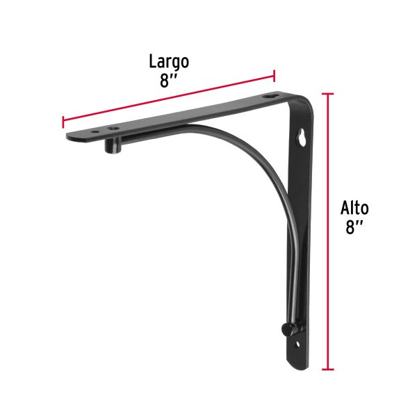 47695 - Ménsula reforzada negra 8 x 8' diseño alambrón, Fiero