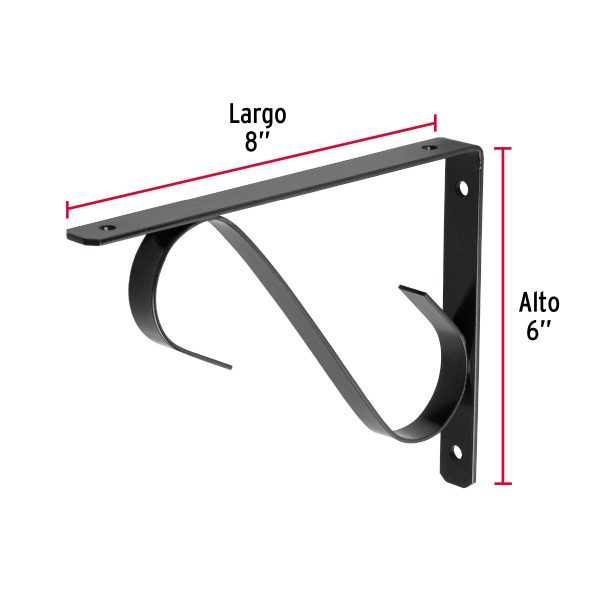 47704 - Ménsula reforzada negra 8 x 6' diseño colonial, Fiero