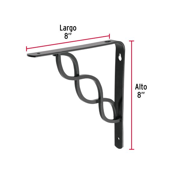 47701 - Ménsula reforzada negra 8 x 8' diseño trenza, Fiero