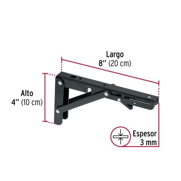 49831 - Ménsula plegable de acero negra 4' x 8', Fiero