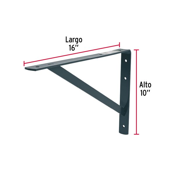 44674 - Ménsula de acero reforzada gris 10 x 16', Fiero