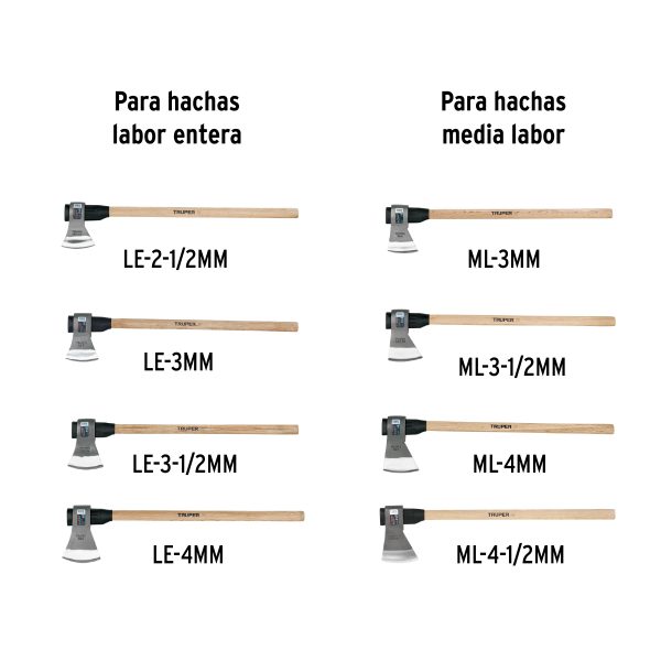 102960 - Mango de madera 36' para hachas media y labor entera, TRUPER
