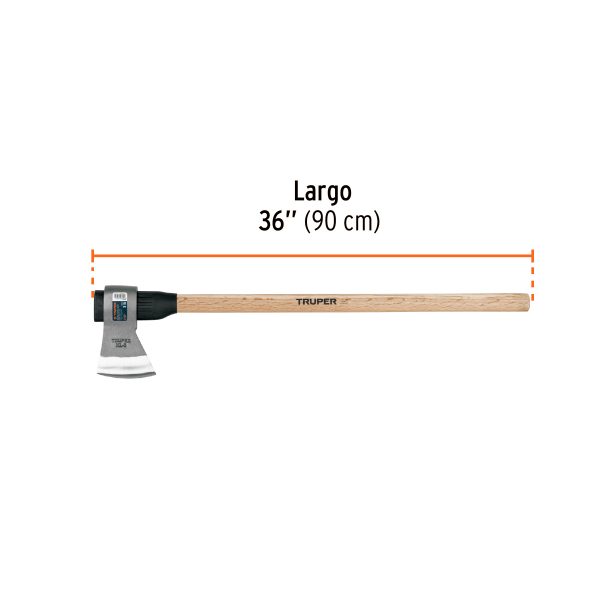 102982 - Hacha media labor 3 lb, mango de madera 36', TRUPER