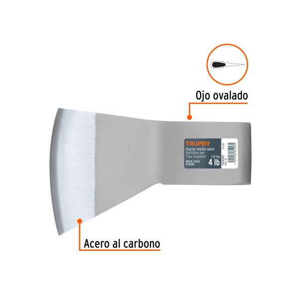 14990 - Hacha media labor 4 lb, sin mango, TRUPER